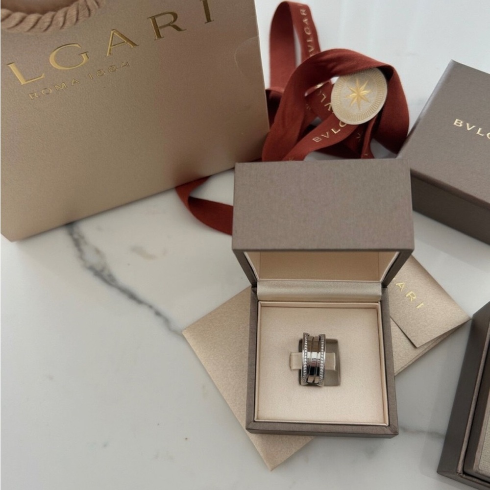 $7788 Bvlgari B.Zero1 Diamond 18K White Gold Ring Size 5